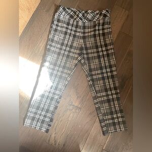 Melissa Paige Black and Gray Trousers with Plaid Pattern